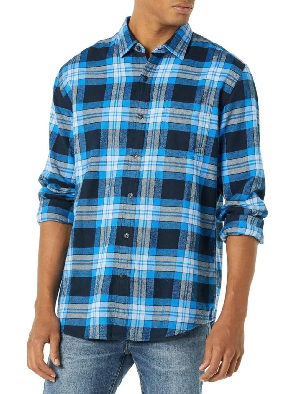 Men's Regular Fit Long-Sleeve Flannel Shirt, Soft Brushed Cotton, Lightweight ye